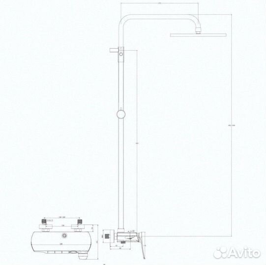 Душевая система тропический душ термостат