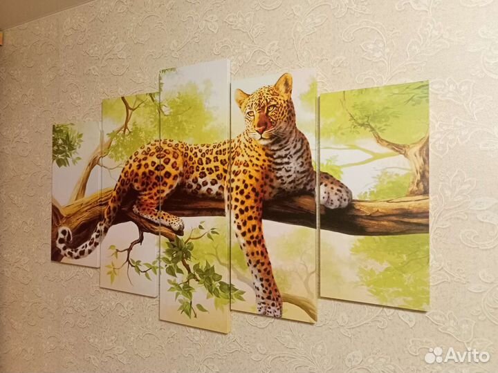 Картина модульная леопард 80*130