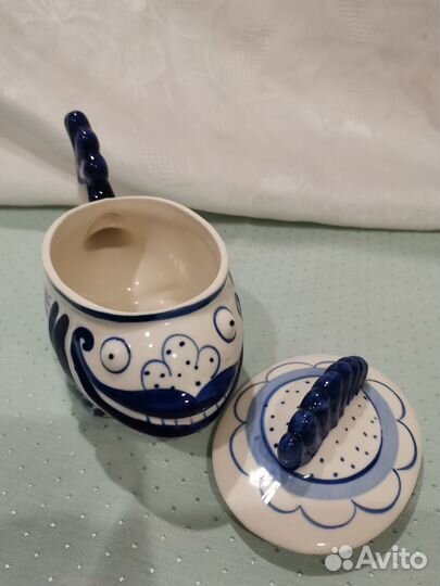 Гжель сахарница рыба