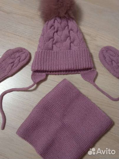 Комплект шапка, снуд, варежки для девочки