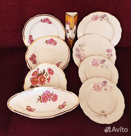Посуда фарфор СССР: Тарелки, чашки, селедочницы