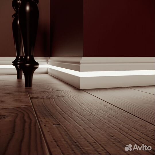 Мдф плинтус напольн. белый, до 2,4 м