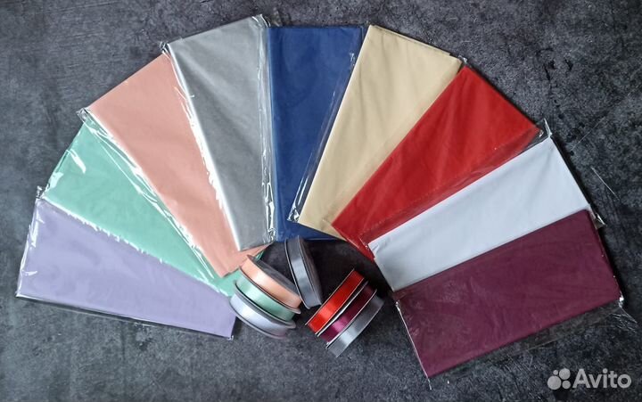 Экобумага тишью с атласной лентой в наборе