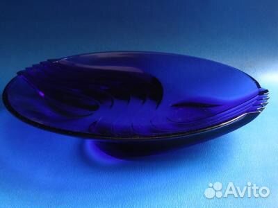 Фруктовница.Блюдо.Кобальт.Стекло.гдр