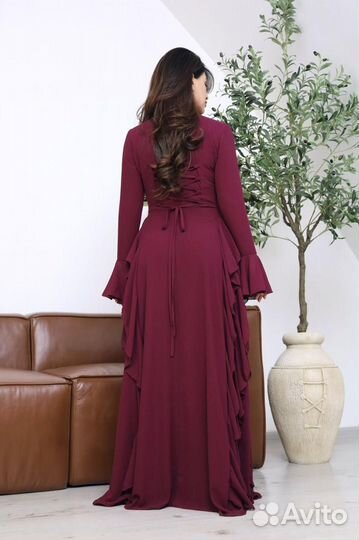 Нарядное шифоновое платье в пол. Длинное платье