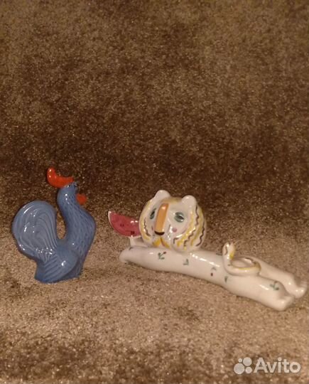 Фарфоровые статуэтки СССР лев с арбузом и топтун