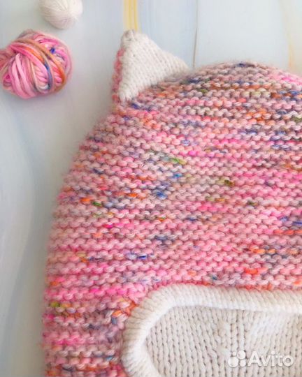 Вязаная шапка шлем на заказ