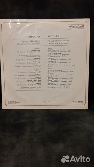 Грампластинка Диалог Ночной дождь Просто