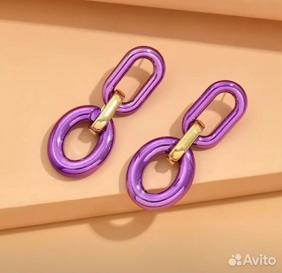 Серьги цепочки фиолетовые