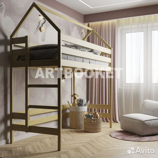 Кровать чердак домик