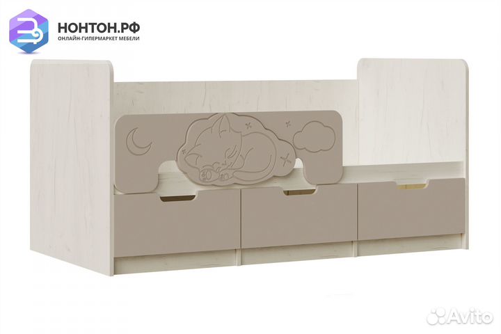 Кровать Юниор-4 шарли мокко / дуб крафт белый