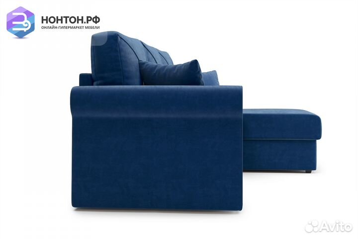 Диван угловой дельфин Лира темно-синий