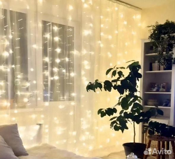 Гирлянда штора 3х2/3х3/2х2 белый теплый есть опт