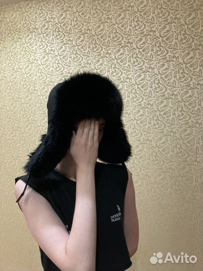 Шапка ушанка черная меховая