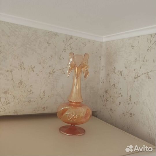 Ваза СССР дутое цветное стекло янтарное