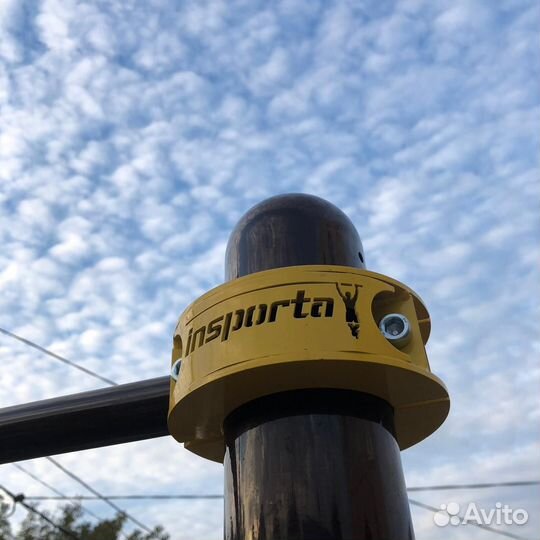 Турник с кольцами воркаут уличный на хомутах