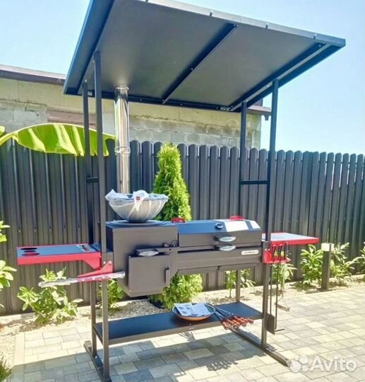 Мангал с печью под казан Grillver