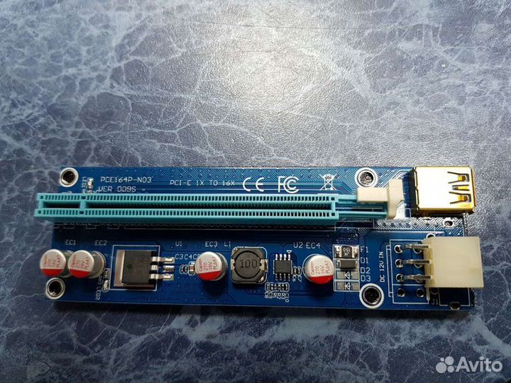 Райзер 1x-16x PCi-E USB 3.0 riser 6pin v. 009S LED