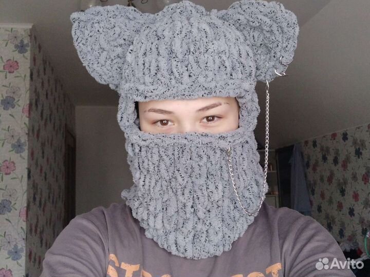 Балаклава шапка из Alize Puffy