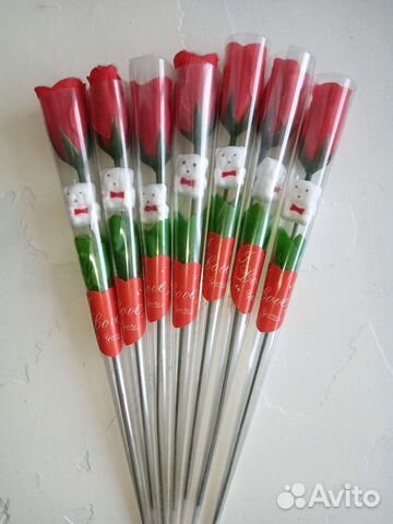 Роза искусственная с мишкой