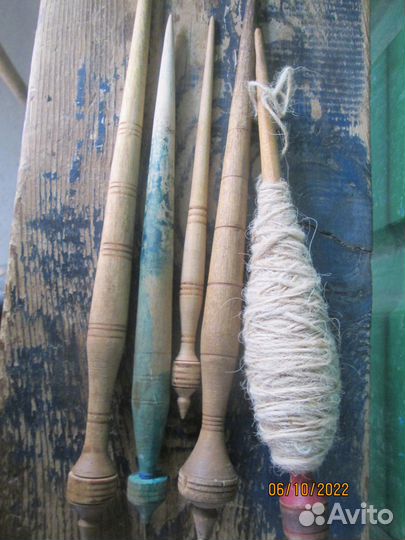 Прялка деревянная, веретена