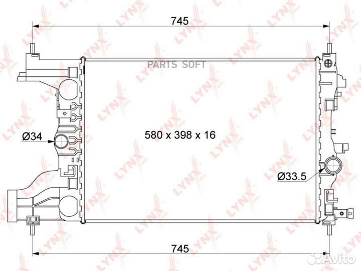 Lynxauto RB1013 Радиатор охлаждения паяный MT