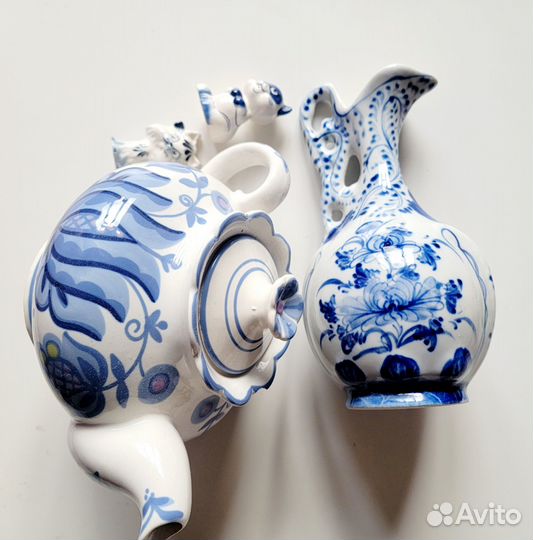 Посуда гжель, 4 предмета одним лотом