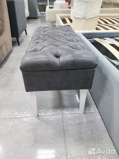 Банкетка в прихожую с ящиком замша