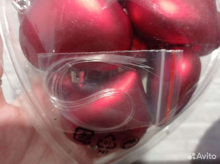 Новогодние шары в форме сердца IKEA новые 9 шт