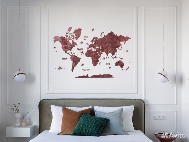 Карта мира из дерева