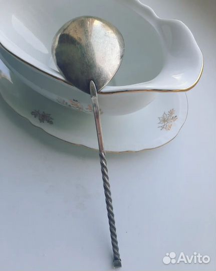 Ложка для соуса мельхиор, ваза латунь СССР