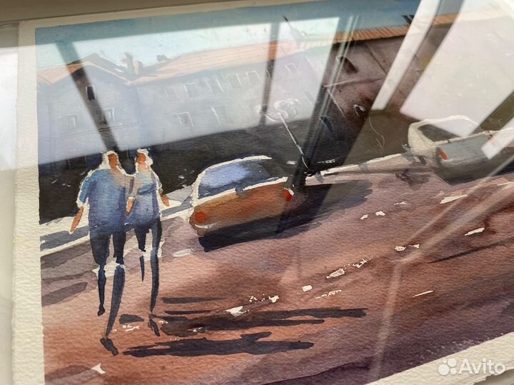 Картины, акварель: Роза; Пробежка; Лодка; Пальма;