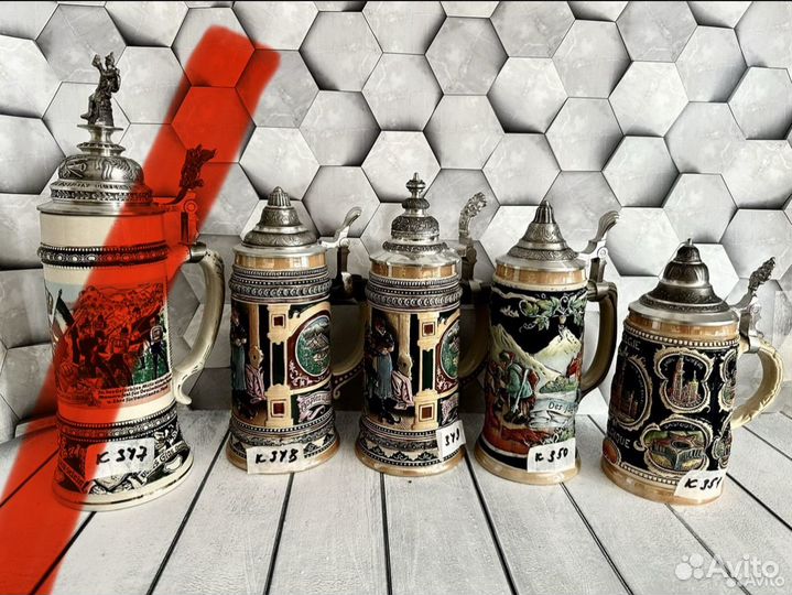 Пивная кружка Германия олово Alwe, Domex, BM&MM