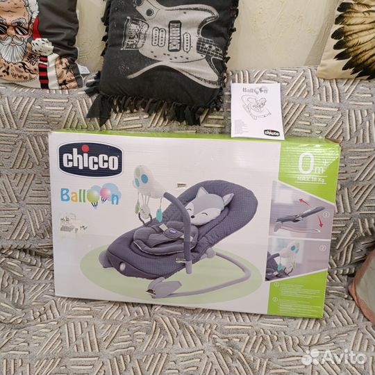 Шезлонг chicco balloon foxy 0-18 кг серая