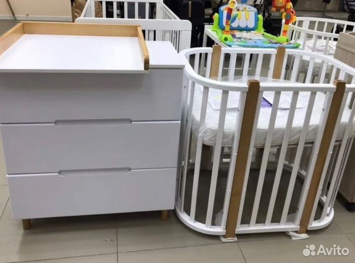 Кроватка и комод для пеленания Натура