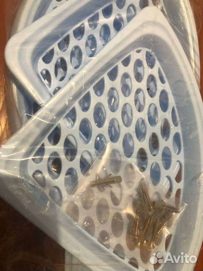 Полка для ванной комнаты угловая 3 полки