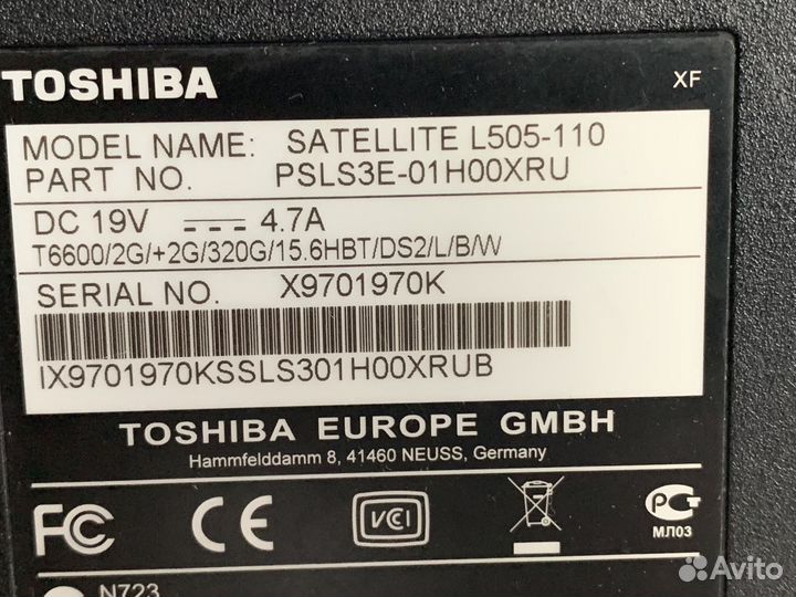 Toshiba satellite L505-110