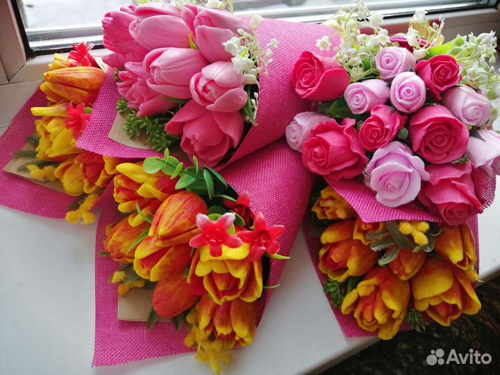 Мыльные тюльпаны и розы ручной работы