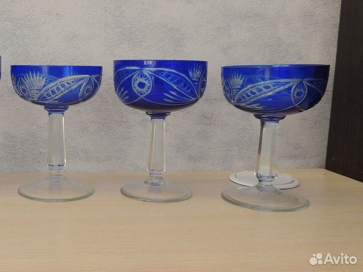Креманка хрусталь кобальт времен СССР