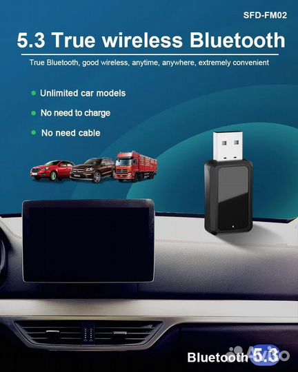 Bluetooth 5.3 Transmitter Receiver Handsfree Call