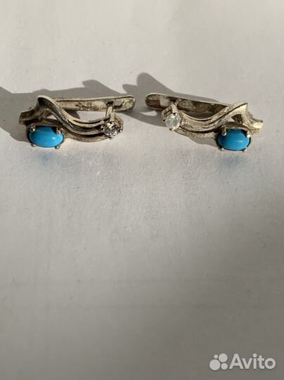 Серебряные серьги с бирюзой, 925