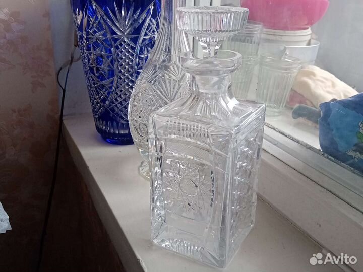Графин27смХрустальный для водки виски с хр крышкой