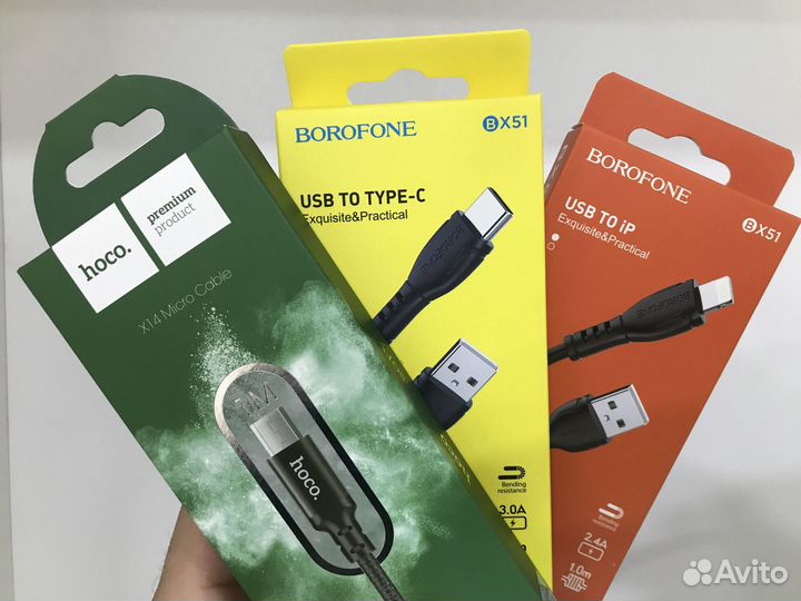 Кабели питания Micro, iPhone и Tipe-C