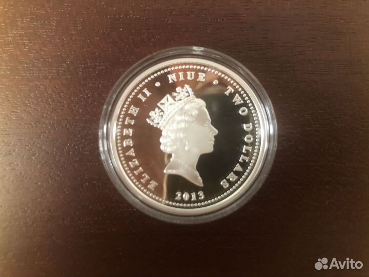 Серебряная монета 2 доллара Белоголовый орлан