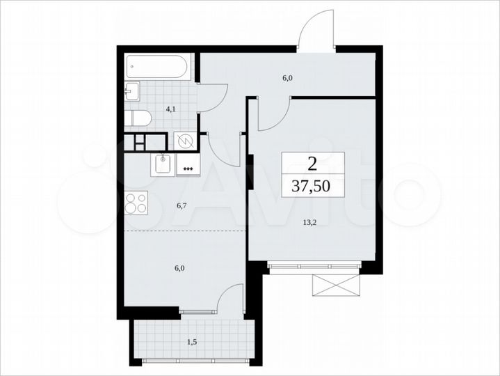 2-к. квартира, 37,5 м², 18/19 эт.