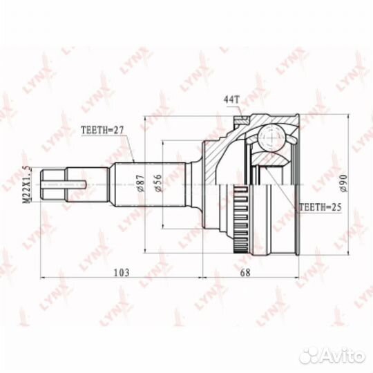 Lynxauto CO-5718A шрус наружный перед прав/лев