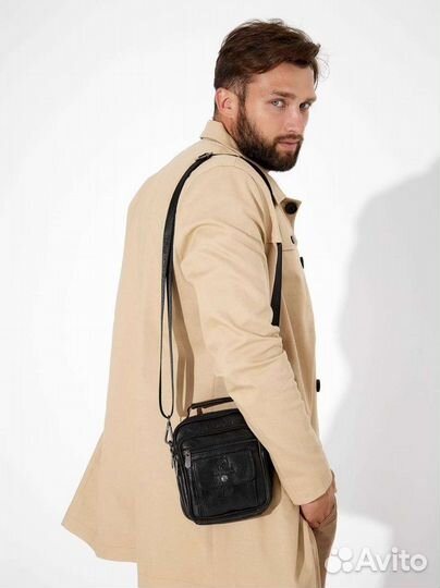 Сумка мужская через плечо кожаная новая 2 шт