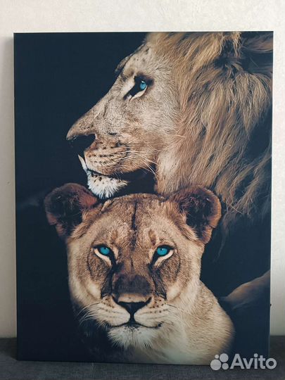 Картина Львы с подсветкой