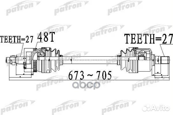 Полуось левая 495012E400 PDS0510 patron