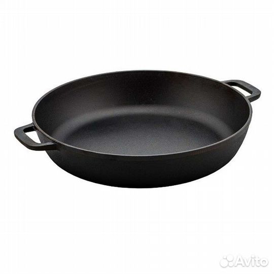 Жаровня чугунная с двумя ручками с крышкой, 34 см